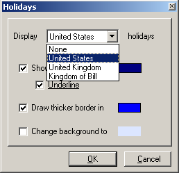 Custom and predefined holidays